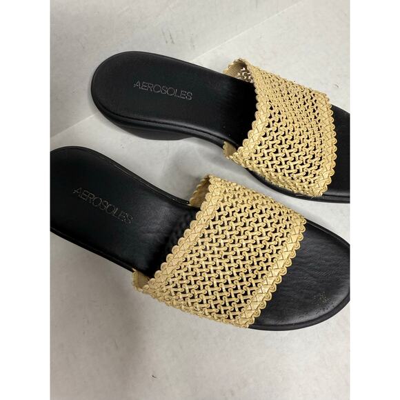 Aerosoles Bone Raffia Open Toe Wedge Comfort Trendy Sandals Size 8.5 - Picture 3 of 9